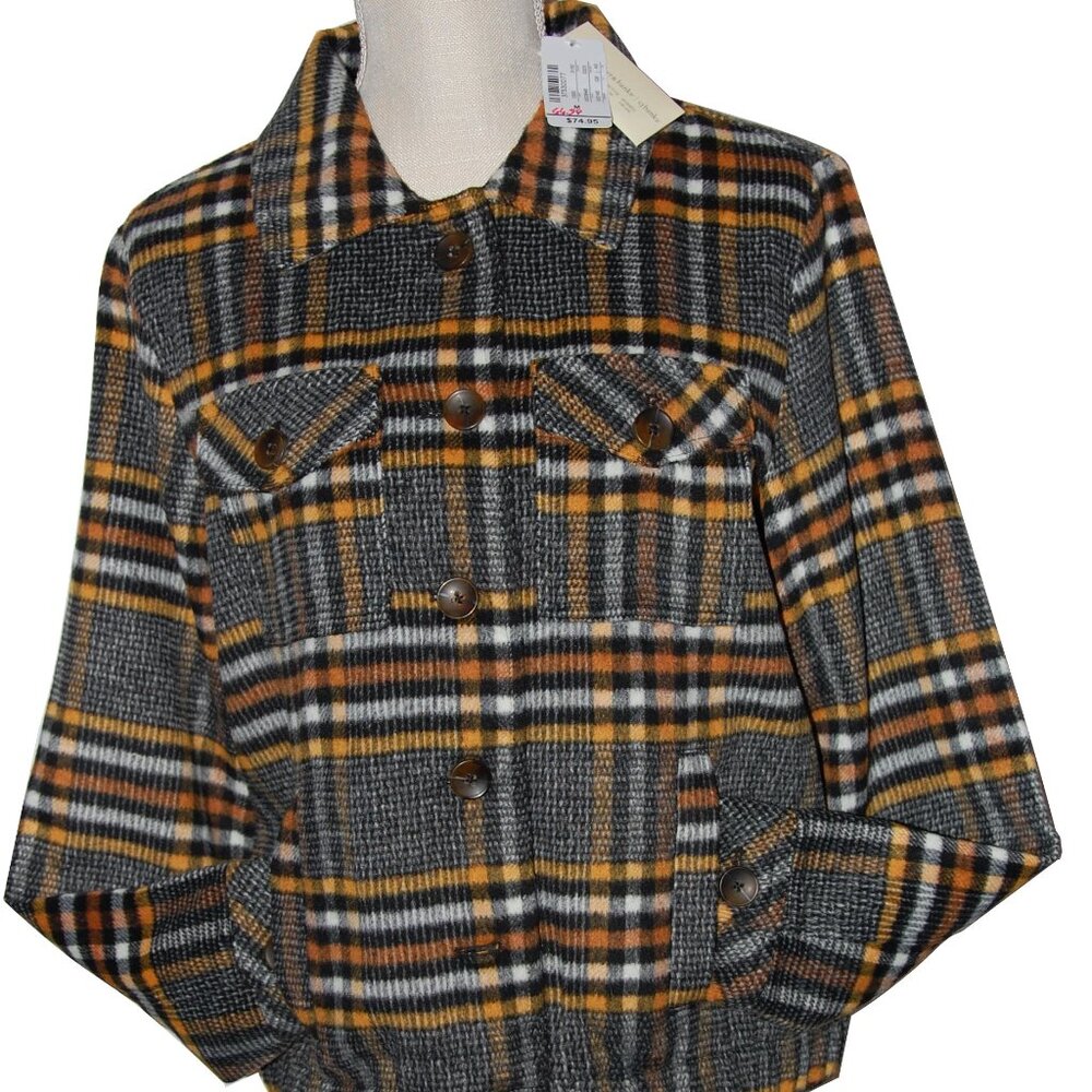 Christopher & Banks Womens Long Sleeve Wool Blend Plaid Jacket Size Medium NEW